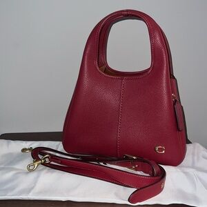 Coach Lana 23 Brass/Red Polished Pebble Leather Medium Shoulder bag LIKE NEW